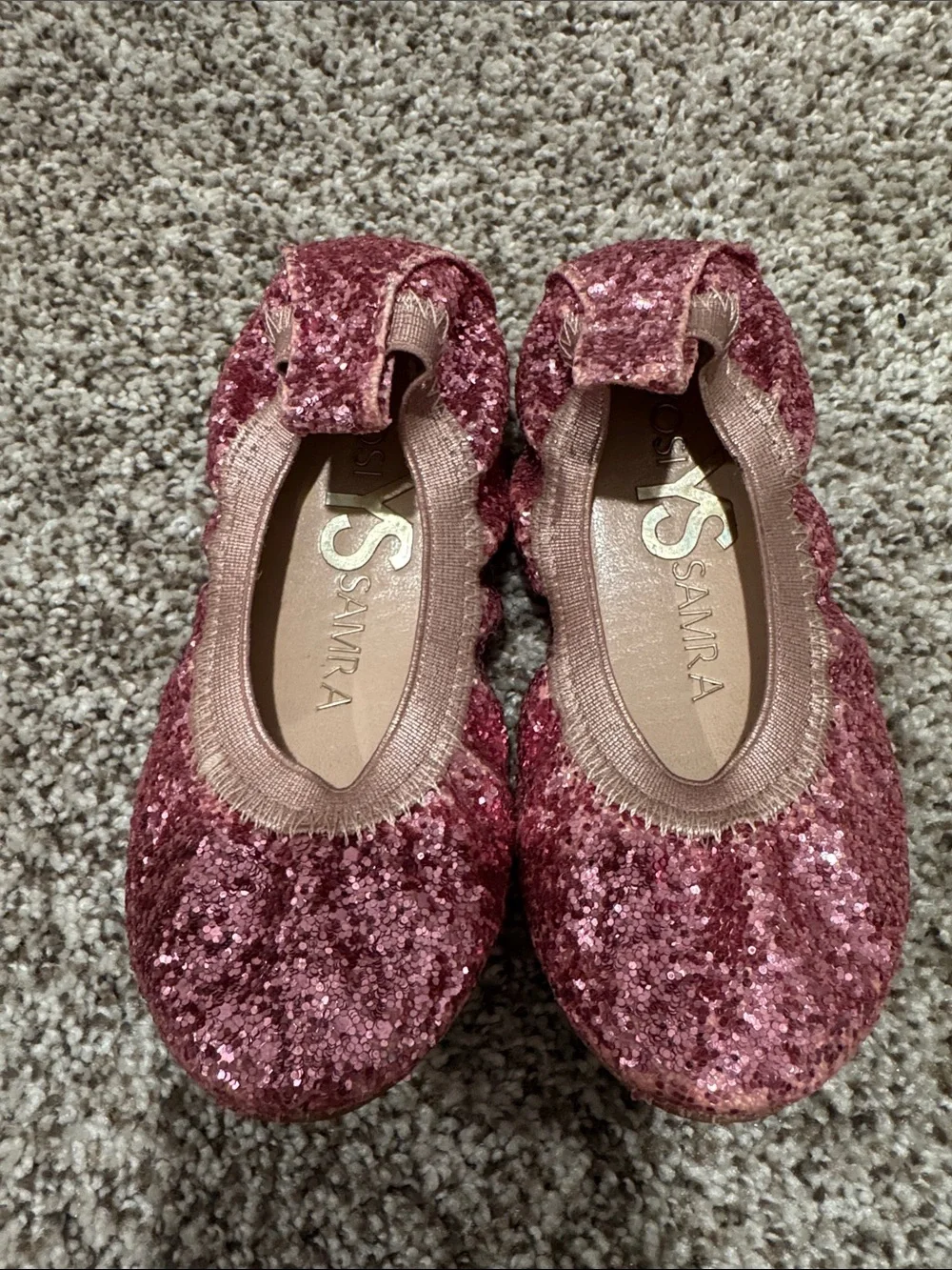 Kids' Glitter Ballet Flats in Rose Pink Yosi Samra 9
